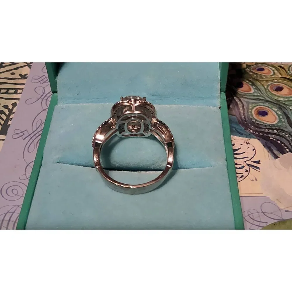 CERTIFIED 3.78 Ct. Genuine Moissanite Diamond Halo Bridal/Engagement Ring #8